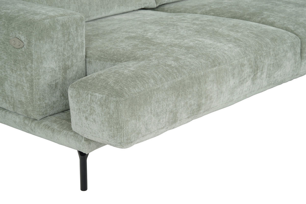 ECKSOFA  in Chenille Mintgrün  243/307 cm  - Schwarz/Mintgrün, Design, Textil/Metall (243/307cm) - Xora
