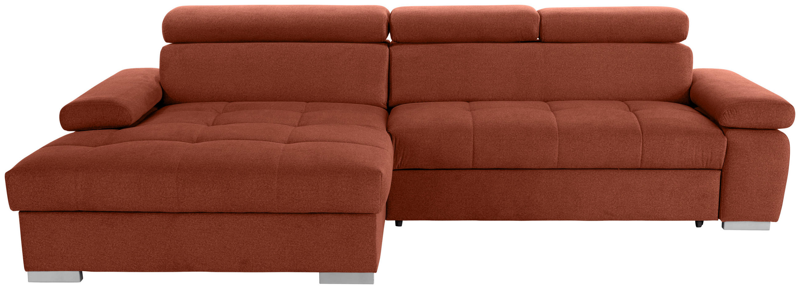 ECKSOFA Rostfarben Velours  - Rostfarben/Silberfarben, Design, Holz/Textil (183/292cm) - Livetastic