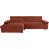 ECKSOFA in Velours Rostfarben  - Rostfarben/Silberfarben, Design, Holz/Textil (183/292cm) - Livetastic