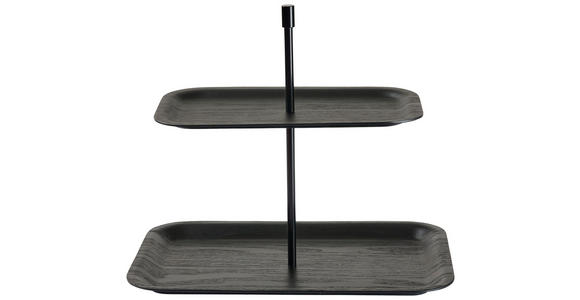 ETAGERE 2-stöckig - Schwarz, Design, Holz/Metall (30,3/20,3/25,5cm) - Novel