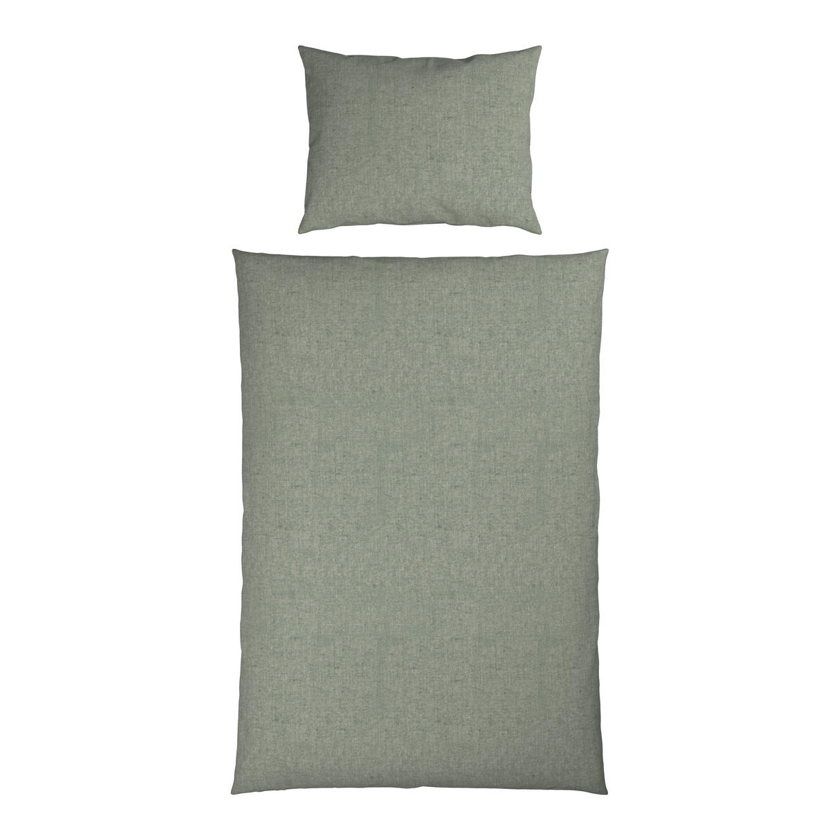 WENDEBETTWÄSCHE Flanell 140/200 cm  - Graugrün, Textil (140/200cm) - Novel