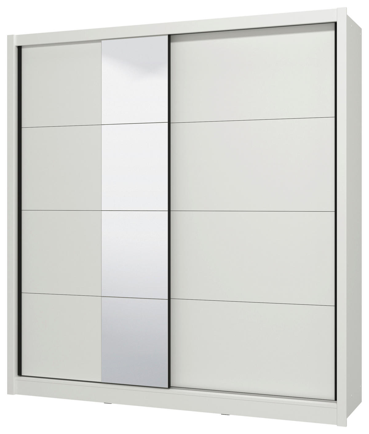 SCHIEBETÜRENSCHRANK 205/215,5/60 cm 2-türig Weiß  - Schwarz/Weiß, MODERN, Holzwerkstoff/Metall (205/215,5/60cm) - MID.YOU