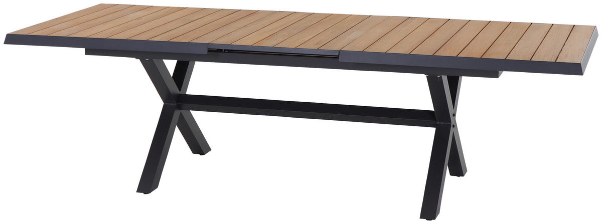GARTENTISCH 160-200/90/77 cm Metall rechteckig  - Anthrazit/Teakfarben, Basics, Holz/Metall (160-200/90/77cm) - Siena Garden