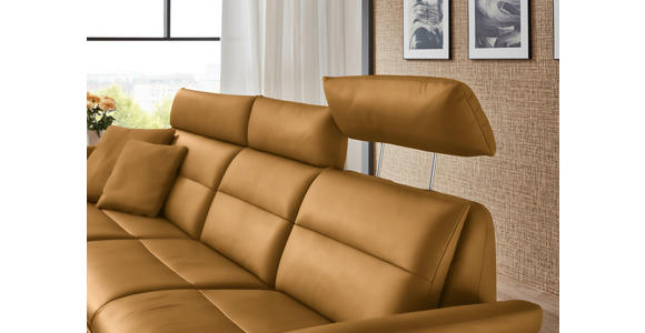 ECKSOFA in Echtleder Currygelb 169/298 cm - Currygelb/Schwarz, Design, Leder/Metall (169/298cm) - Dieter Knoll