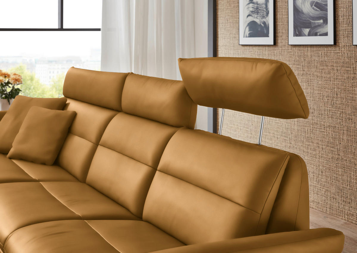 ECKSOFA in Echtleder Currygelb  - Currygelb/Schwarz, Design, Leder/Metall (169/298cm) - Dieter Knoll