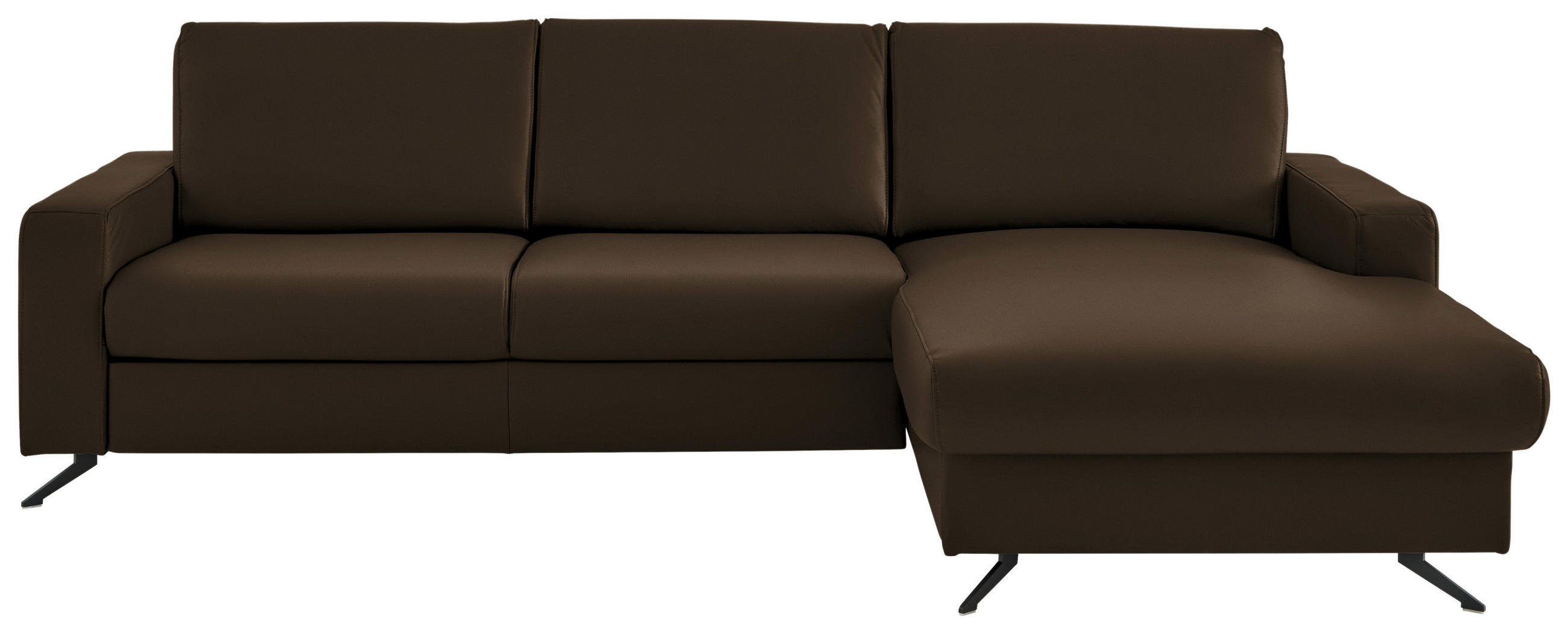 ECKSOFA in Echtleder Braun  267/165 cm  - Schwarz/Braun, Design, Leder/Metall (267/165cm) - Lomoco