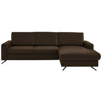 ECKSOFA in Echtleder Braun  267/165 cm  - Schwarz/Braun, Design, Leder/Metall (267/165cm) - Lomoco