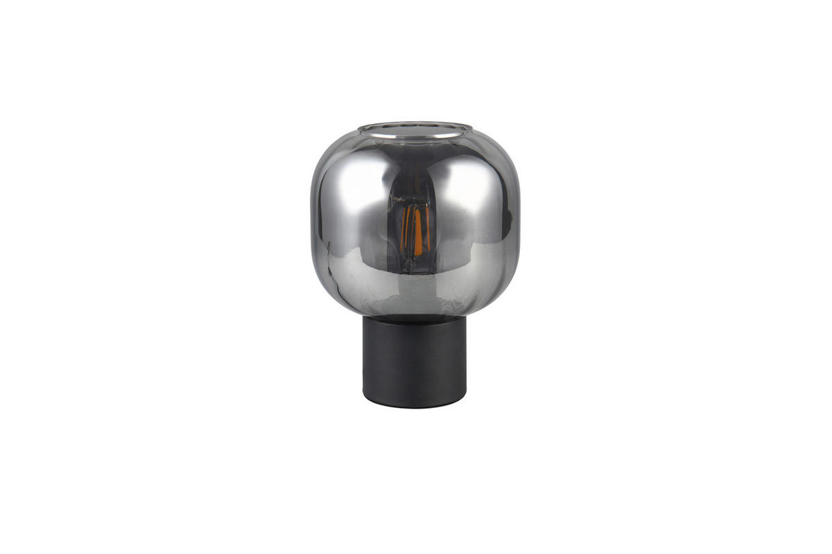 STOLNÁ LAMPA, E27, 20/26 cm  - čierna/chrómová, Design, kov/sklo (20/26cm) - Trio Leuchten