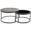 COUCHTISCHSET ESG 65-80/65-80/38-40 cm rund Grau, Schwarz  - Schwarz/Grau, Design, Glas/Holzwerkstoff (65-80/65-80/38-40cm) - MID.YOU