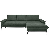 ECKSOFA inkl. Funktion Olivgrün Cord, Velours Rückenkissen, Bettkasten, Schlaffunktion, Stauraum  - Schwarz/Graphitfarben, MODERN, Textil/Metall (180/302cm) - Venda