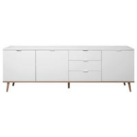 ŠIROKÁ KOMODA, biela, dub sonoma, 200/68/40 cm - biela/strieborná, Konventionell, kov/drevo (200/68/40cm) - MID.YOU