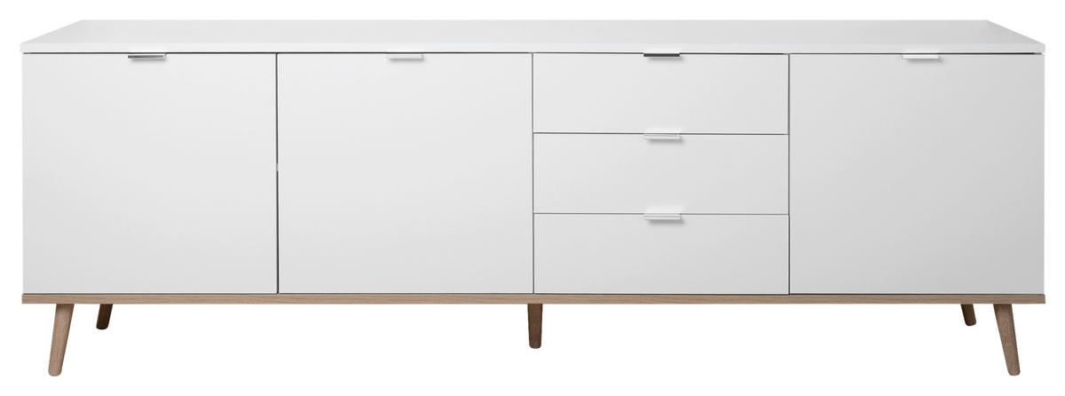 ŠIROKÁ KOMODA, biela, dub sonoma, 200/68/40 cm - biela/strieborná, Konventionell, kov/drevo (200/68/40cm) - MID.YOU