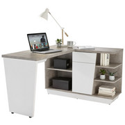 SCHREIBTISCHKOMBINATION in Holzwerkstoff 135/75,5/114 cm - Weiß/Grau, Design, Holzwerkstoff (135/75,5/114cm) - Venda
