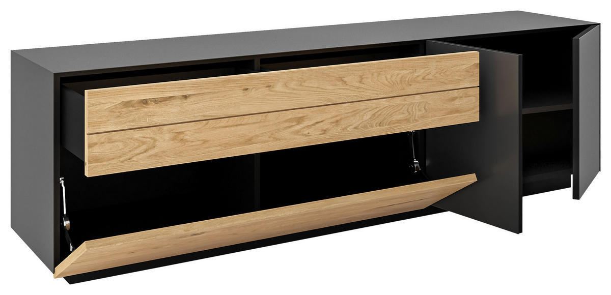 LOWBOARD Celika  in 181/55/40 cm  - Wildeiche/Anthrazit, Natur, Holz/Holzwerkstoff (181/55/40cm) - Dieter Knoll