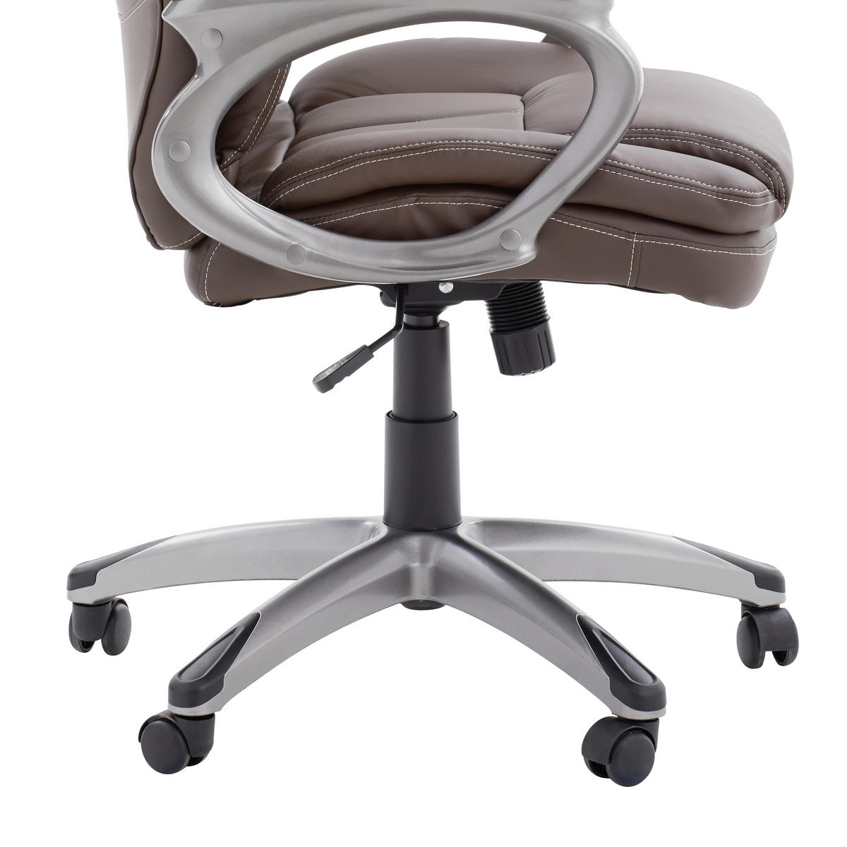 SCAUN DIRECTORIAL  in imitație piele maro  - maro/argintiu, Konventionell, plastic/metal (64/113-121/74cm) - Hom`in