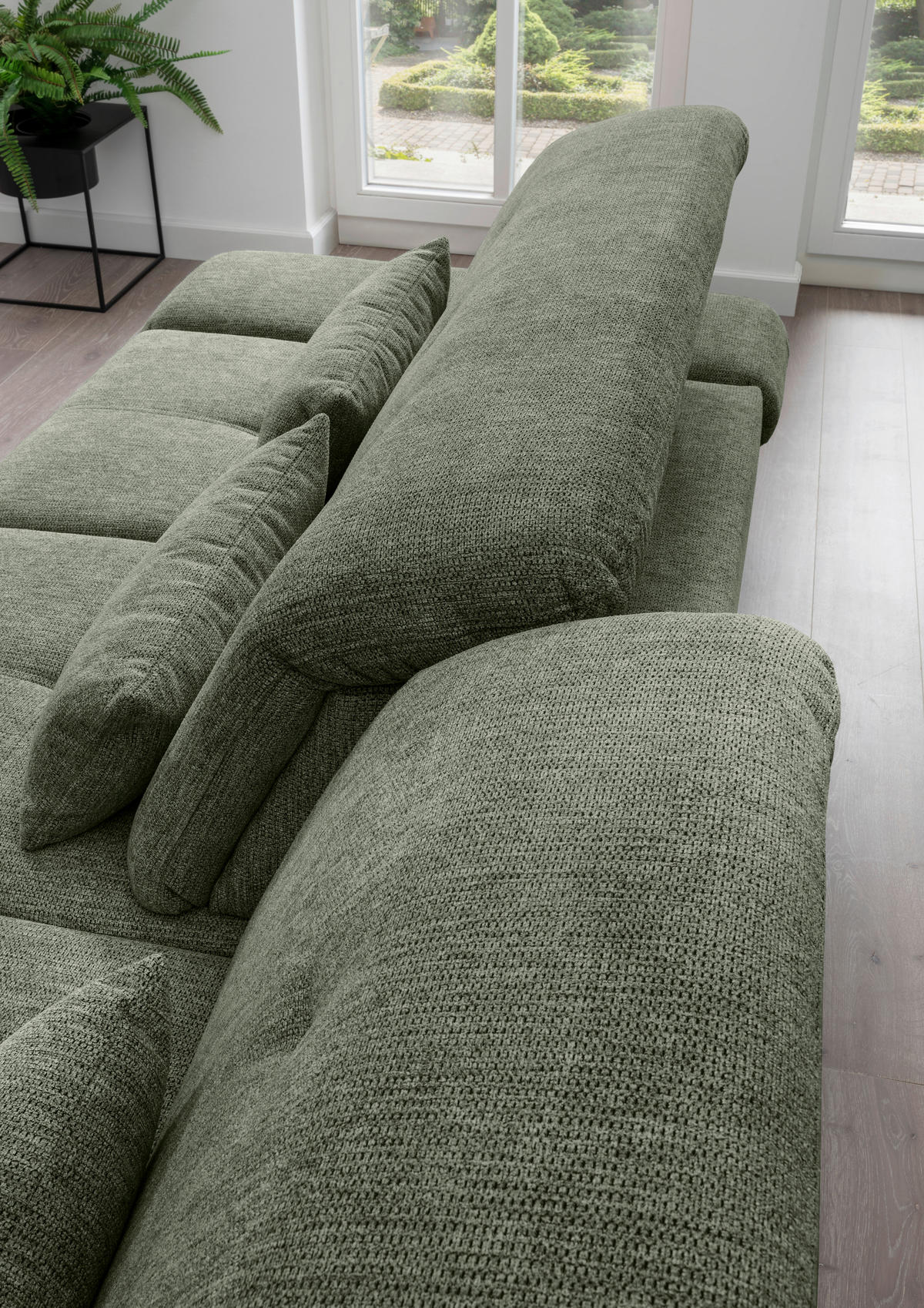 ECKSOFA in Chenille Dunkelgrün  - Chromfarben/Dunkelgrün, Modern, Textil/Metall (280/254cm) - Livetastic
