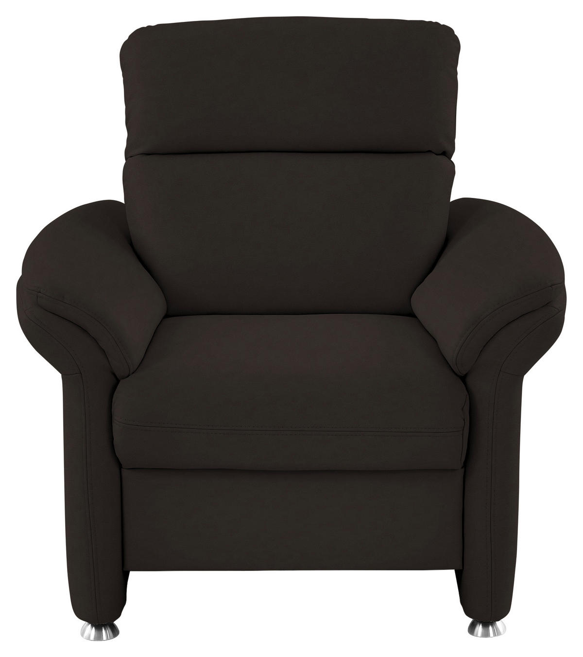 SESSEL in Echtleder Dunkelbraun  - Dunkelbraun/Alufarben, KONVENTIONELL, Leder/Metall (98/96/92cm) - Beldomo Premium