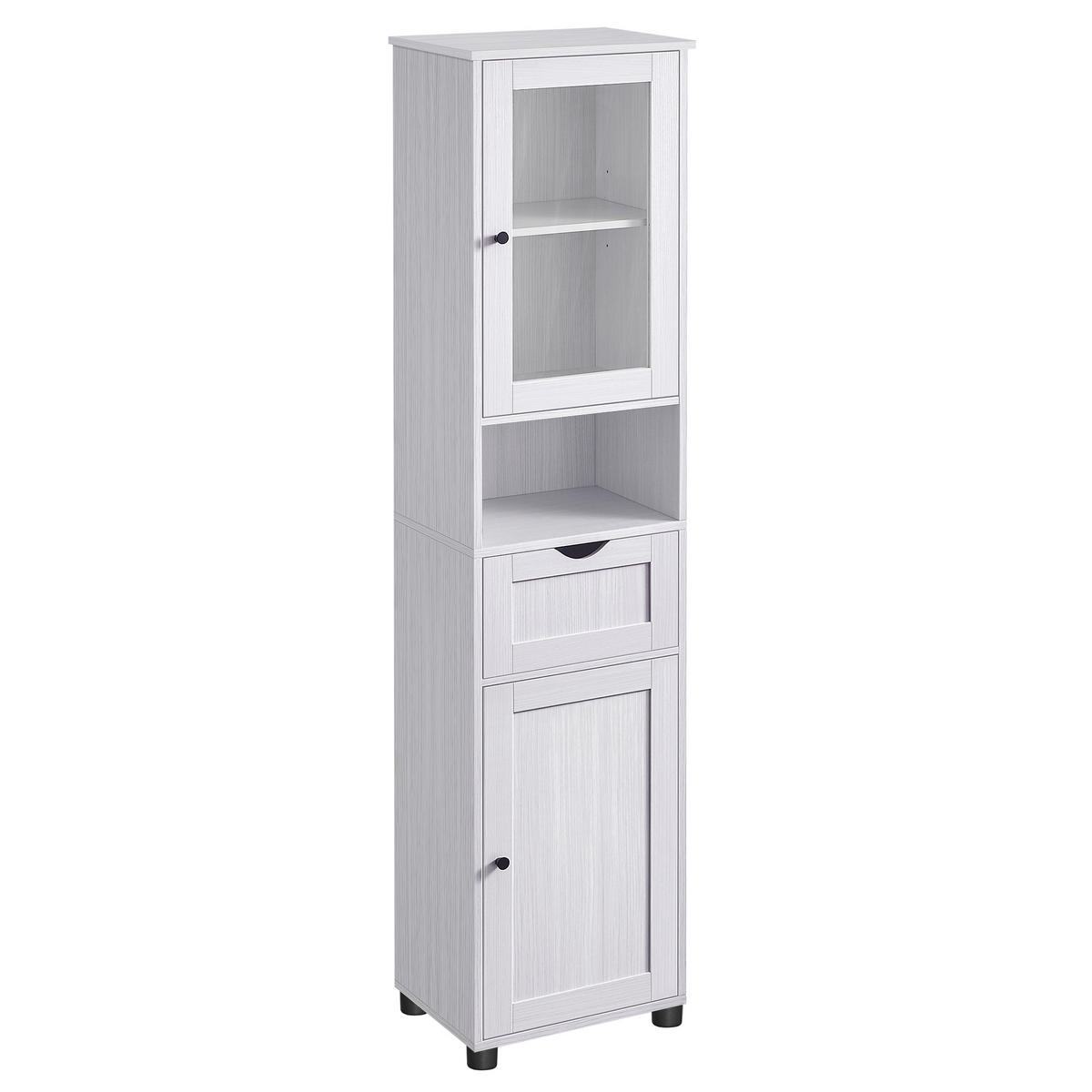 VYSOKÁ SKRINKA, biela, biela, 40/165/30 cm - čierna/biela, Trend, kompozitné drevo/plast (40/165/30cm) - MID.YOU