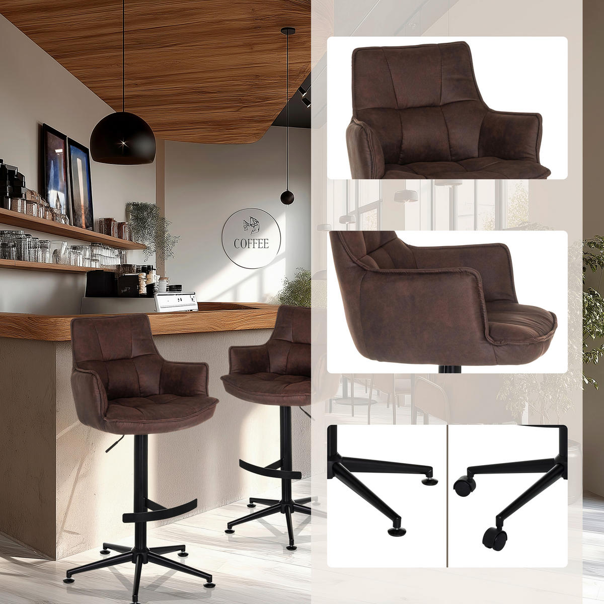 BARPALL i brun  - brun/svart, Modern, metall/textil (55/93/56cm) - MID.YOU