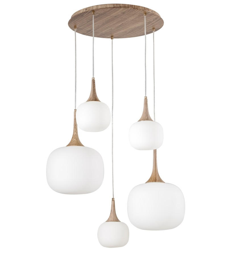 HÄNGELEUCHTE 70/200 cm  - Buchefarben/Weiß, KONVENTIONELL, Glas/Metall (70/200cm)