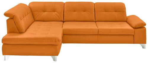 ECKSOFA in Echtleder Orange  - Orange, Basics, Leder/Metall (211/309cm) - Beldomo Speed