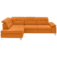 ECKSOFA in Echtleder Orange  - Orange, Basics, Leder/Metall (211/309cm) - Beldomo Speed