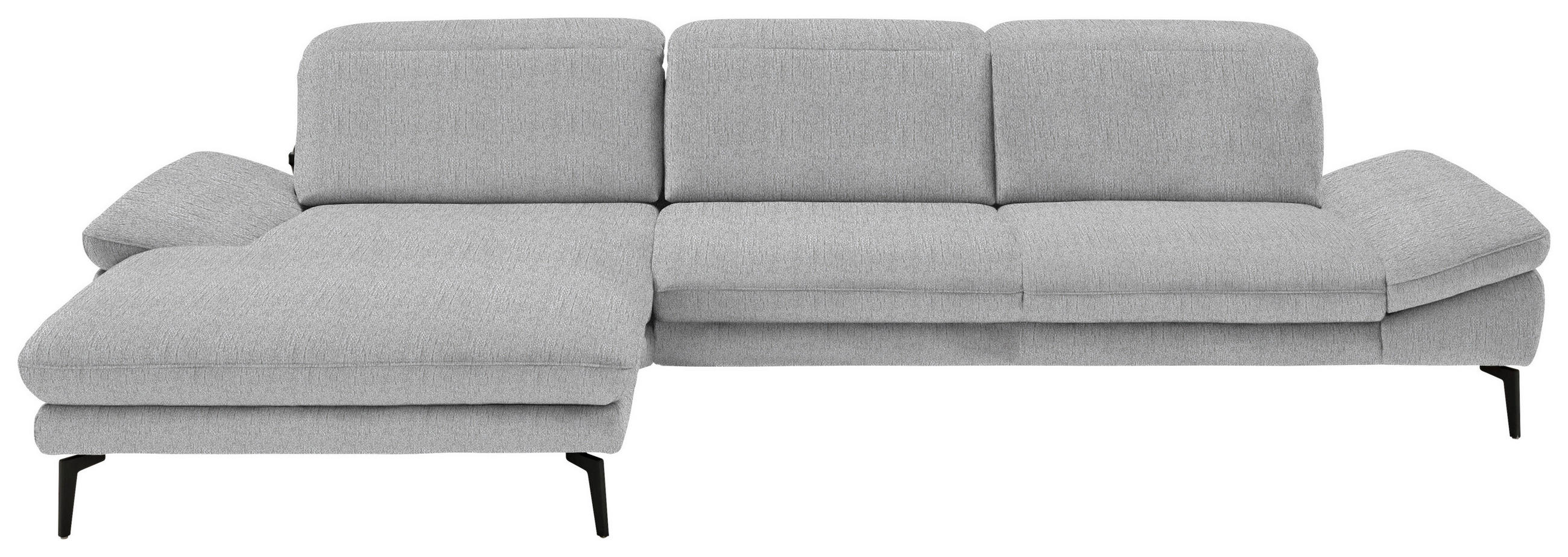 ECKSOFA in Chenille Silberfarben  - Silberfarben/Schwarz, Design, Textil/Metall (188/319cm) - Beldomo System