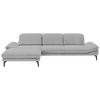 ECKSOFA in Chenille Silberfarben  - Silberfarben/Schwarz, Design, Textil/Metall (188/319cm) - Beldomo System
