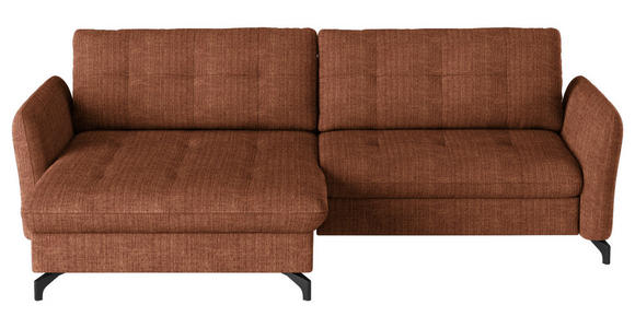 ECKSOFA in Flachgewebe, Leinenoptik Cognac  - Cognac/Schwarz, Design, Textil/Metall (170/242cm) - Xora