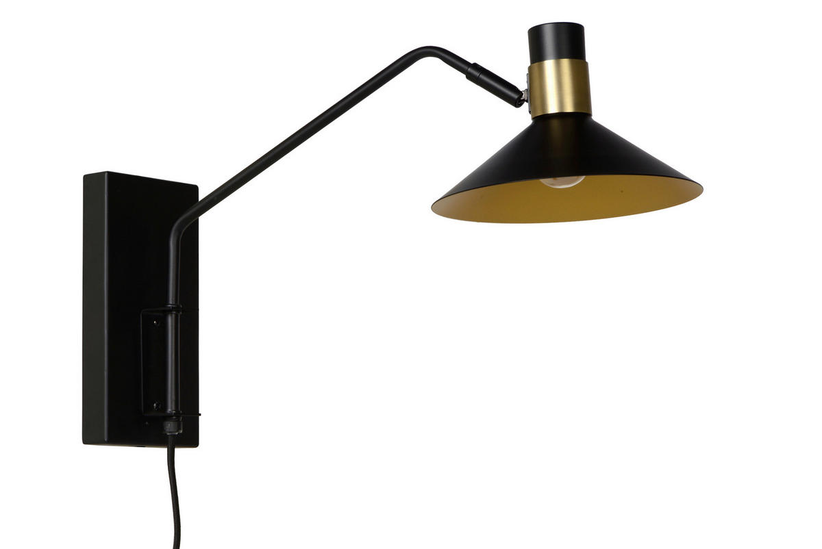 WANDLEUCHTE Pepijn 18.5/47/30 cm   - Schwarz/Bronzefarben, Design, Metall (18.5/47/30cm) - Lucide