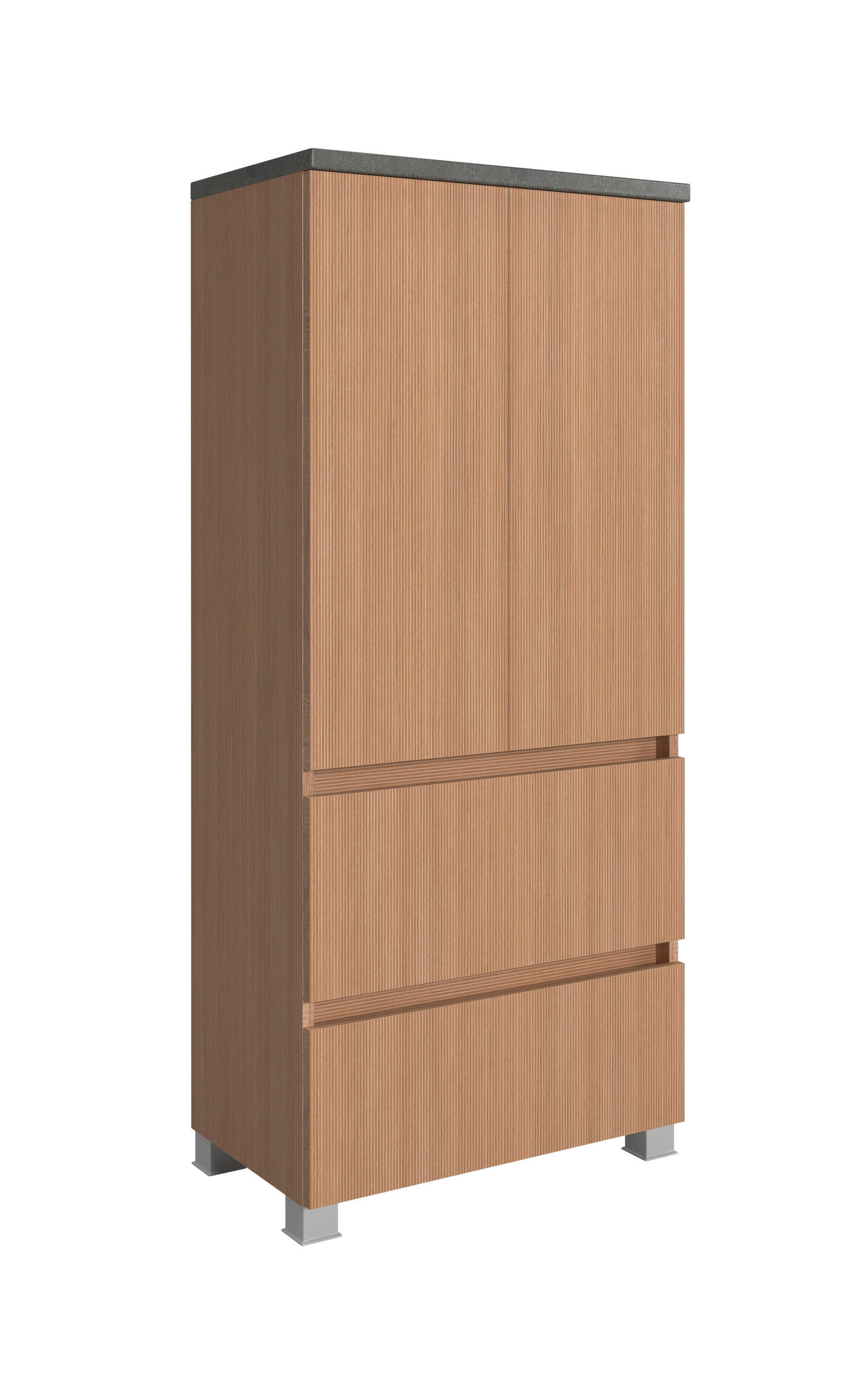 MIDISCHRANK 60/131/35 cm  - Eichefarben/Silberfarben, KONVENTIONELL, Holzwerkstoff/Kunststoff (60/131/35cm) - Xora