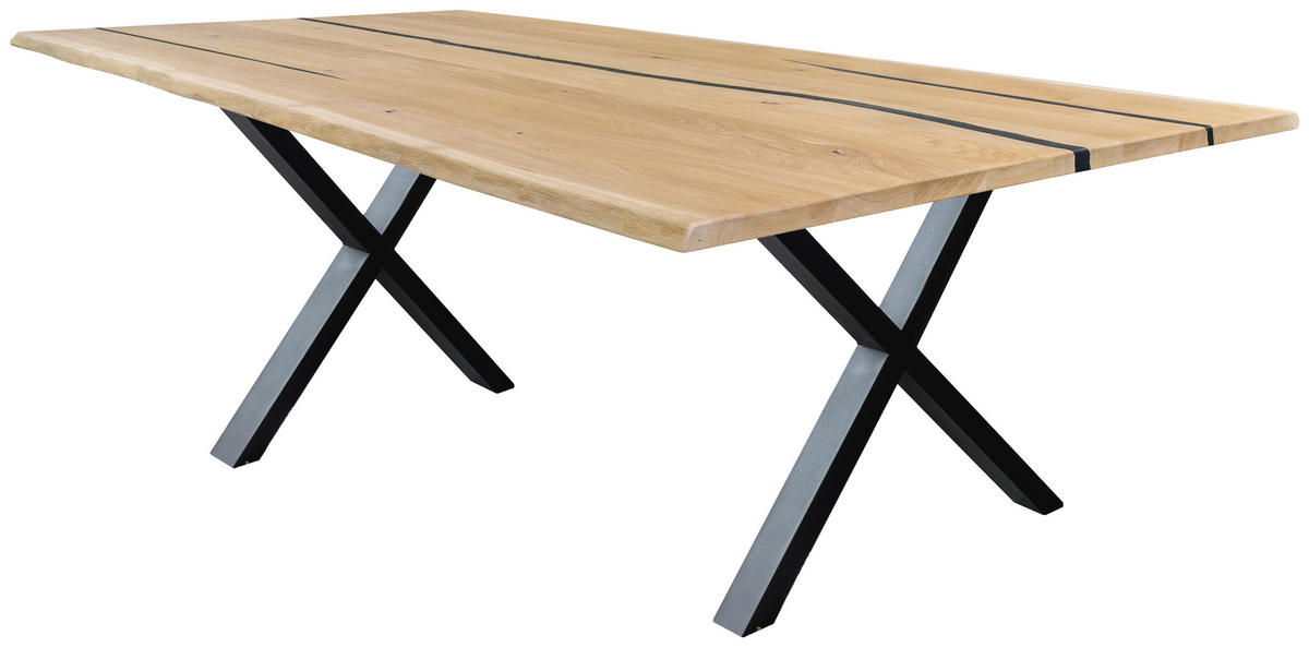ESSTISCH in Holz, Metall 160/90/75 cm  - Wildeiche/Schwarz, Lifestyle, Holz/Metall (160/90/75cm) - Landscape