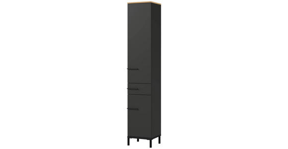 HOCHSCHRANK 34/190/34 cm  - Eichefarben/Graphitfarben, MODERN, Holzwerkstoff/Metall (34/190/34cm) - Xora