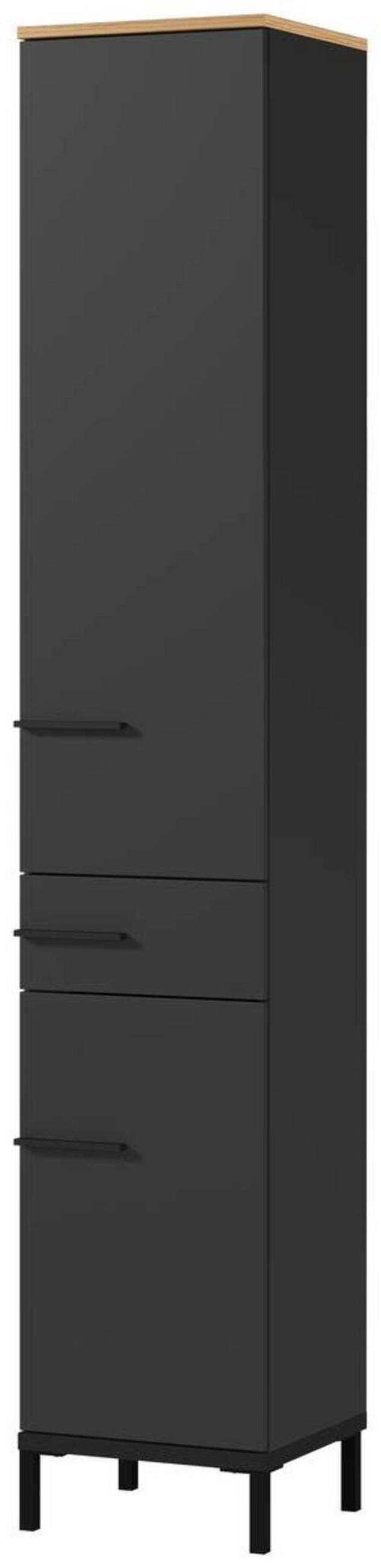 HOCHSCHRANK 34/190/34 cm  - Eichefarben/Schwarz, MODERN, Holzwerkstoff/Metall (34/190/34cm) - Xora