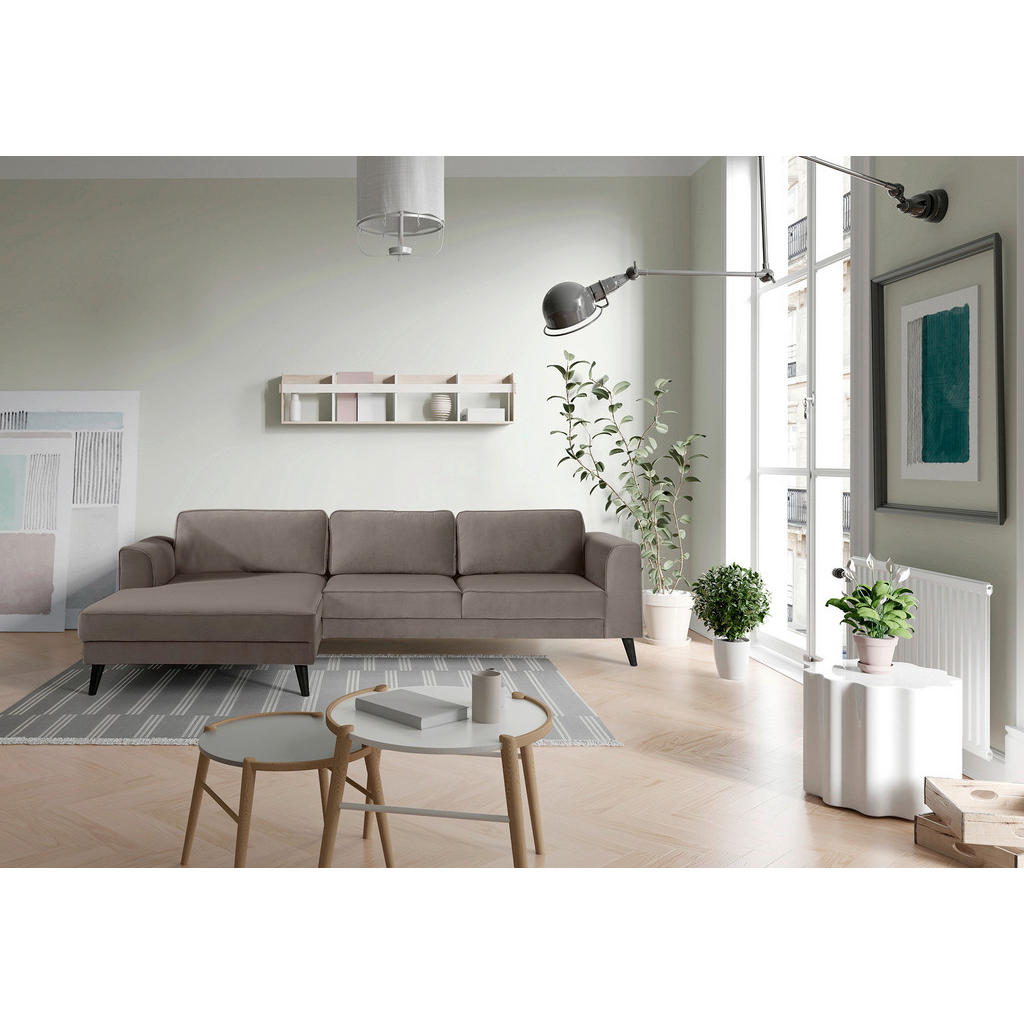 Thumbnail - Trendmanufaktur Ecksofa Lumber Jack, Taupe, Textil, Wenge, 4-Sitzer, Ottomane links, L-Form, 277x167 cm, Typenauswahl, S...