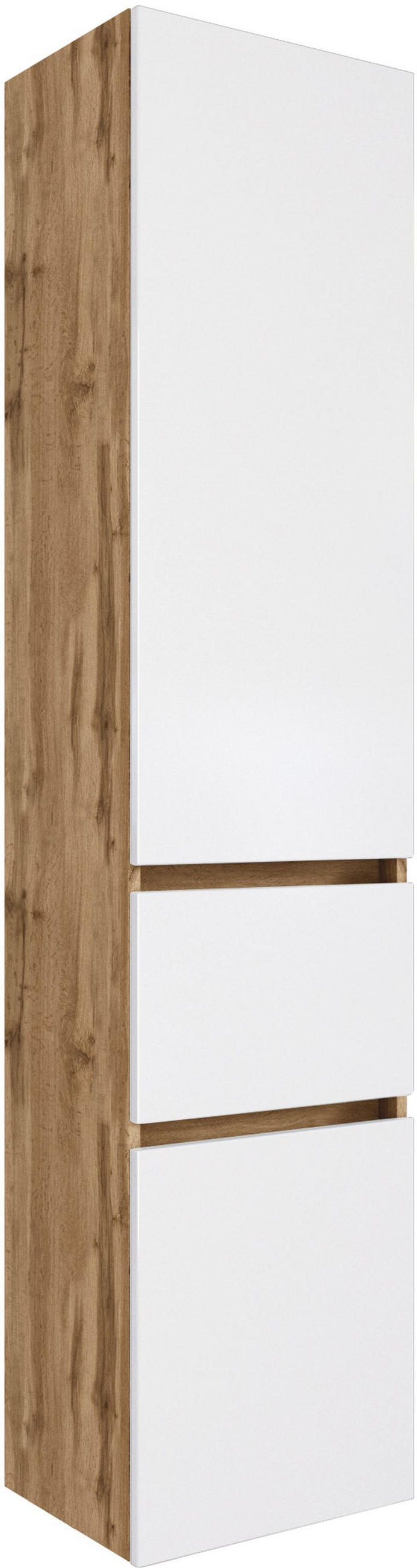 HOCHSCHRANK 40/180/35 cm  - Eiche Wotan/Silberfarben, Design, Holzwerkstoff/Kunststoff (40/180/35cm) - Held