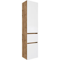 HOCHSCHRANK 40/180/35 cm  - Eiche Wotan/Silberfarben, Design, Holzwerkstoff/Kunststoff (40/180/35cm) - Held