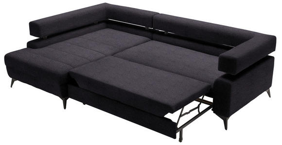 ECKSOFA in Chenille Schwarz  - Schwarz, KONVENTIONELL, Textil/Metall (184/265cm) - Hom`in