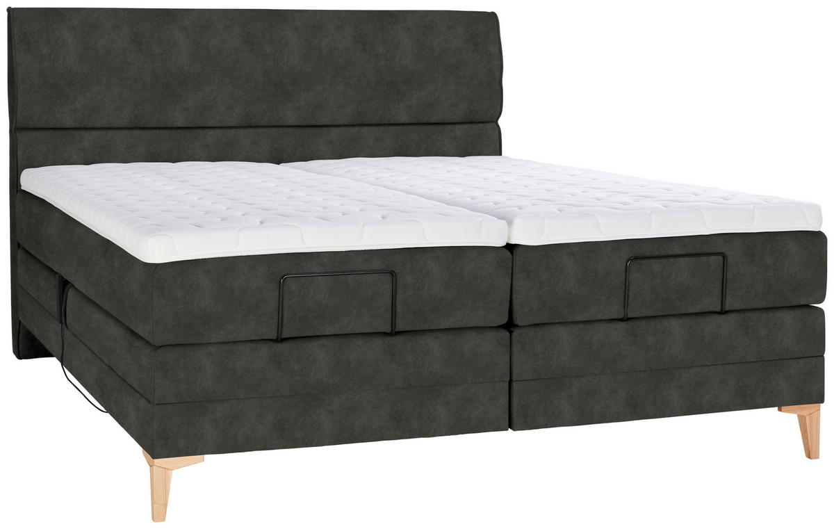 BOXSPRINGBETT 200/200 cm  in Dunkelgrau  - Eichefarben/Dunkelgrau, Konventionell, Holz/Textil (200/200cm) - Voleo