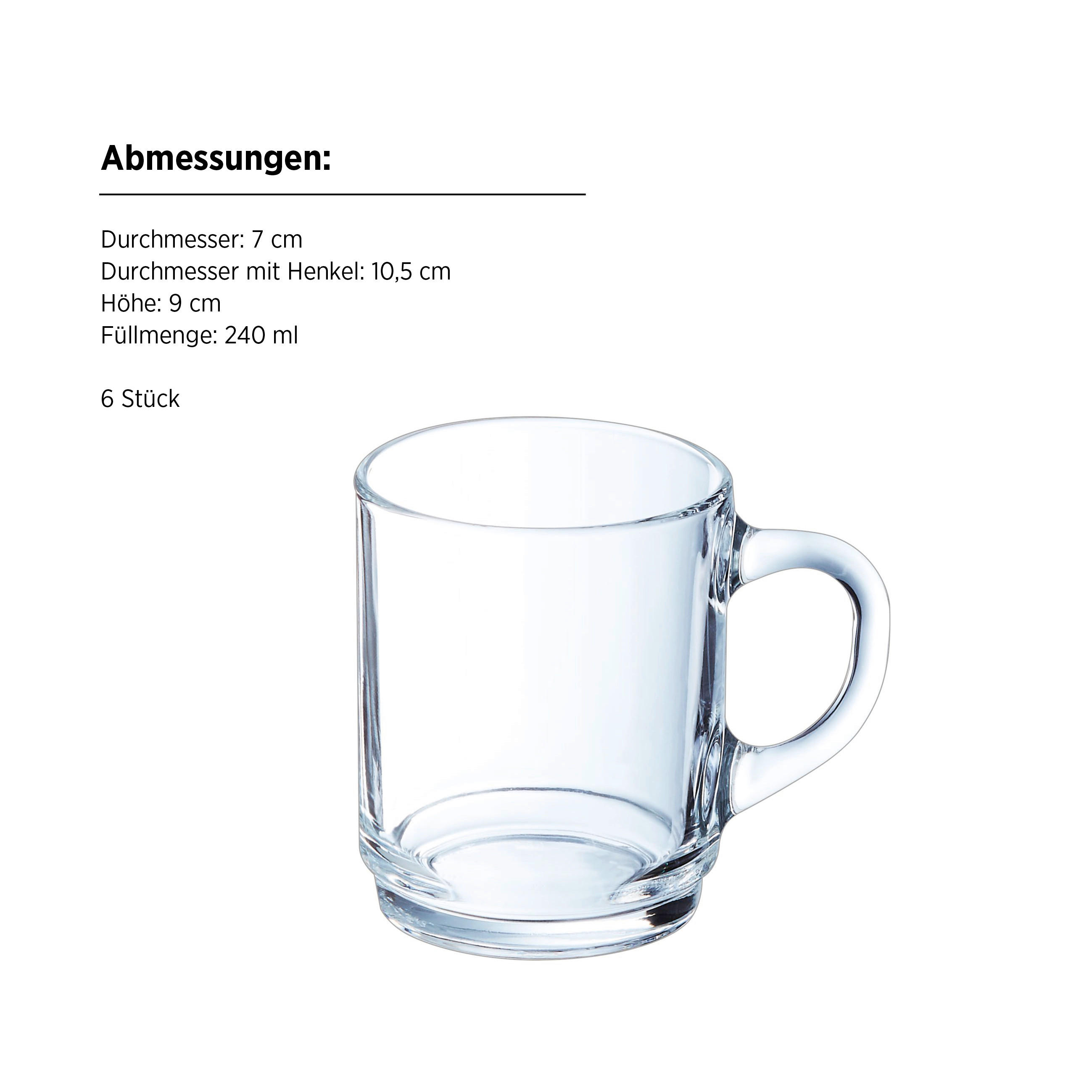 TEEGLÄSERSET 6-teilig  - Transparent, Basics, Glas (7/9cm) - Mäser