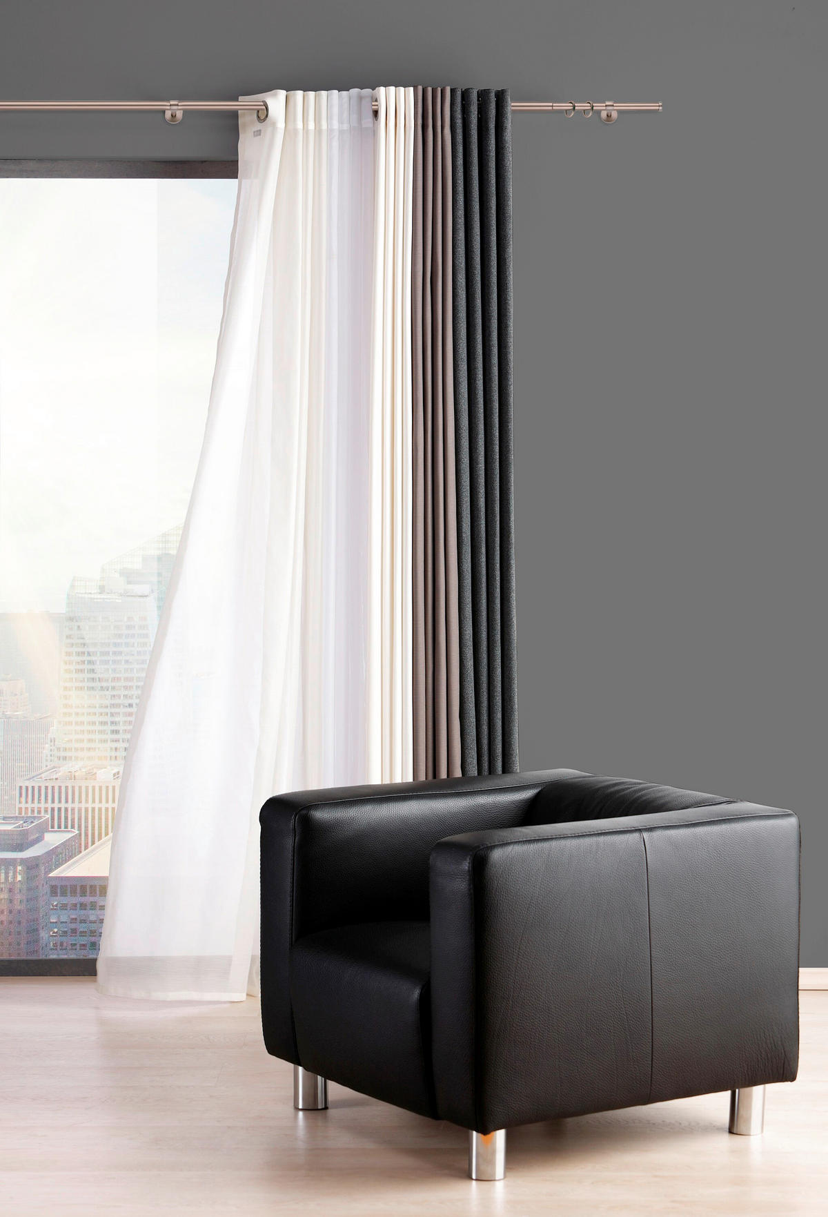 VORHANGSTANGENSET 160 cm  - Goldbraun, Basics, Metall (160cm)