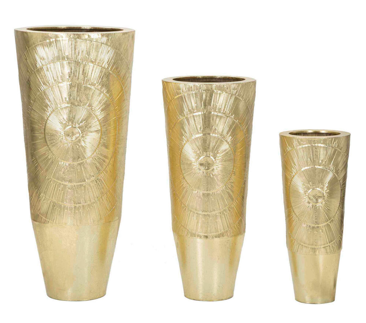 Vase Goldely Set 3  - Goldfarben, Basics, Metall (50.8/114.9/50.8cm)