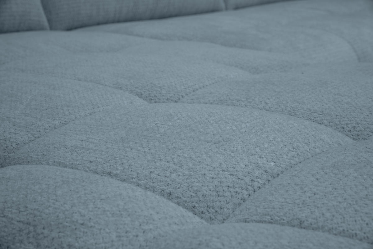 ECKSOFA Blaugrau Chenille Armlehnenkissen, Rücken echt, Sitztiefenverstellung  - Blaugrau/Schwarz, KONVENTIONELL, Textil/Metall (215/313cm) - Hom`in