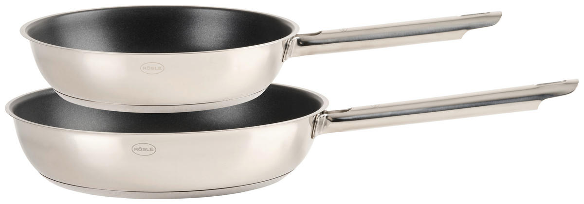PFANNENSET ELEGANCE Edelstahl 2-teilig  - Edelstahlfarben, Basics, Metall (24+28cm) - Rösle