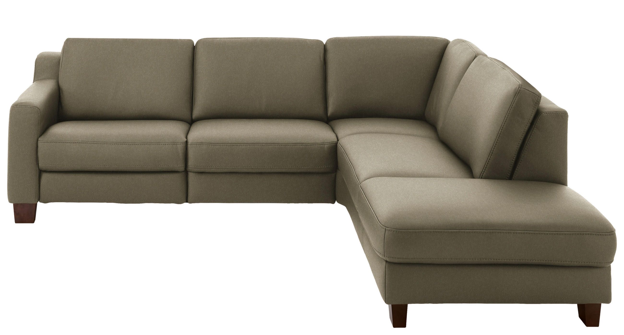 ECKSOFA in Echtleder Olivgrün  - Eichefarben/Olivgrün, Design, Leder/Holz (259/235cm) - Valdera