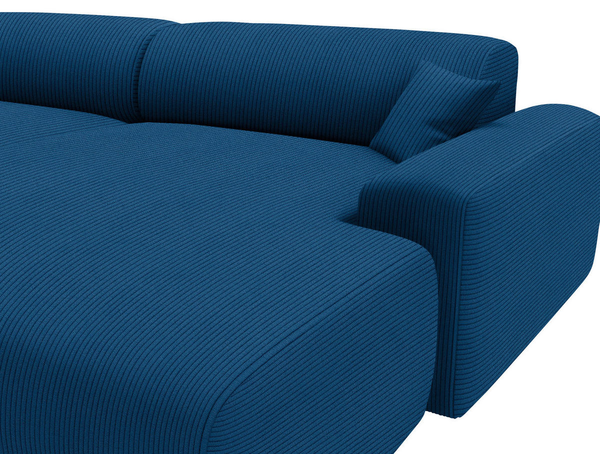 ECKSOFA in Velours, Feincord Blau  - Blau/Schwarz, Design, Kunststoff/Textil (292/178cm) - Livetastic