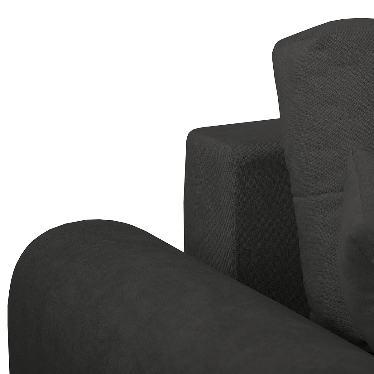 ECKSOFA in Mikrofaser Dunkelgrau  - Dunkelgrau/Silberfarben, Design, Textil/Metall (256/175cm) - Livetastic