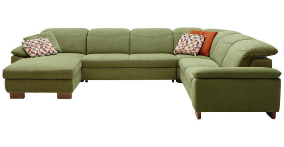 WOHNLANDSCHAFT in Textil Olivgrün - Olivgrün, Natur, Holz/Textil (187/373/261cm) - Dieter Knoll