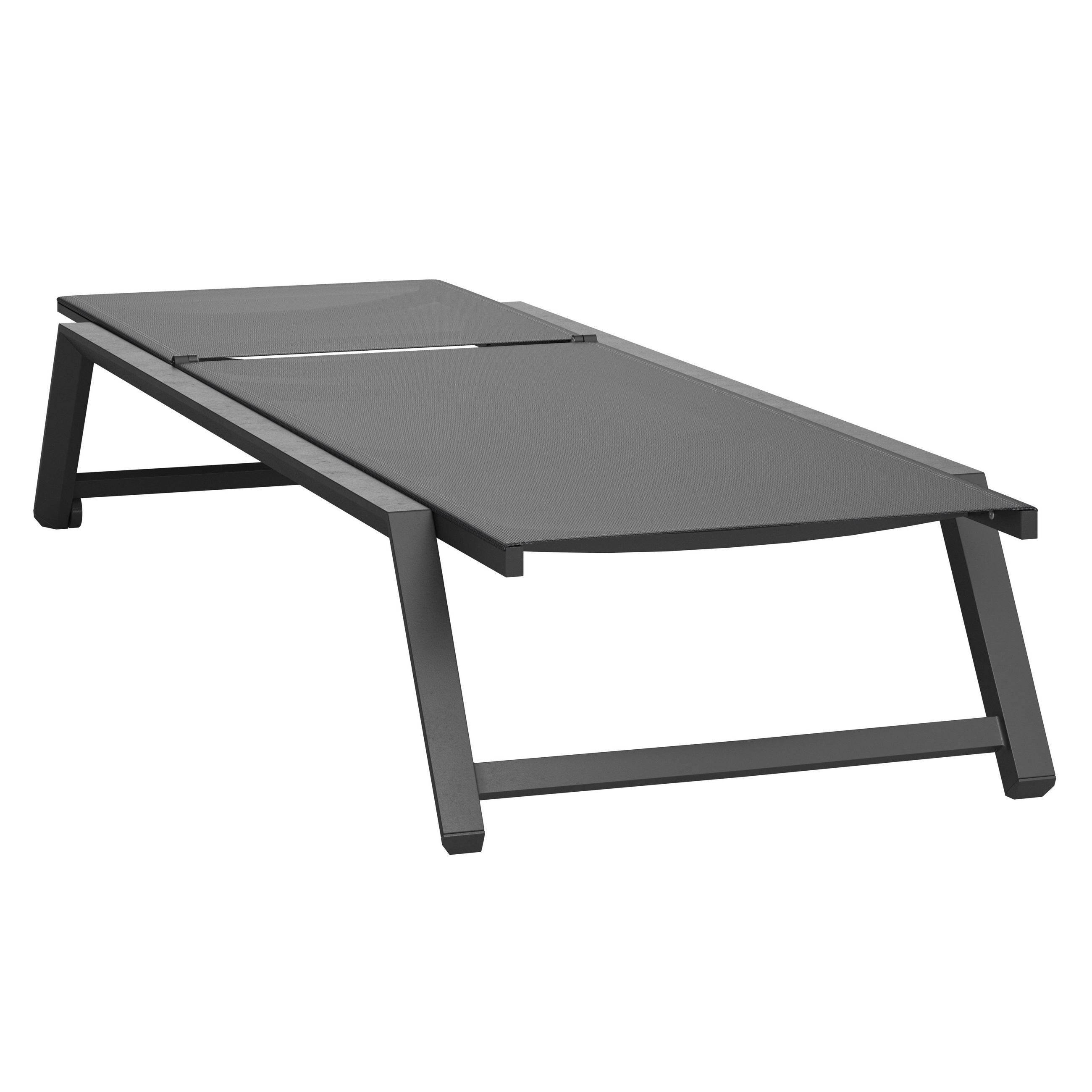 LEŽALJKA crna, tamno siva metal, tekstil - tamno siva/crna, Moderno, metal/tekstil (70/33/200cm)