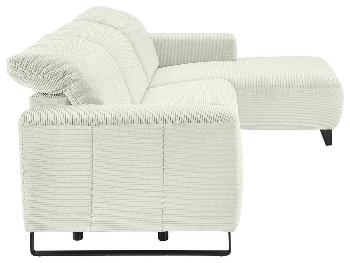ECKSOFA in Cord Weiß  266/180 cm  - Schwarz/Weiß, KONVENTIONELL, Textil/Metall (266/180cm) - Hom`in